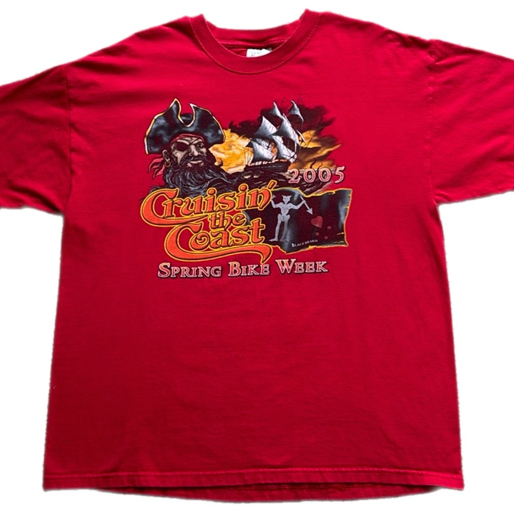 Cruising the Coast Y2K Pirate Myrtle Beach Bike Week Motorcycle Tee